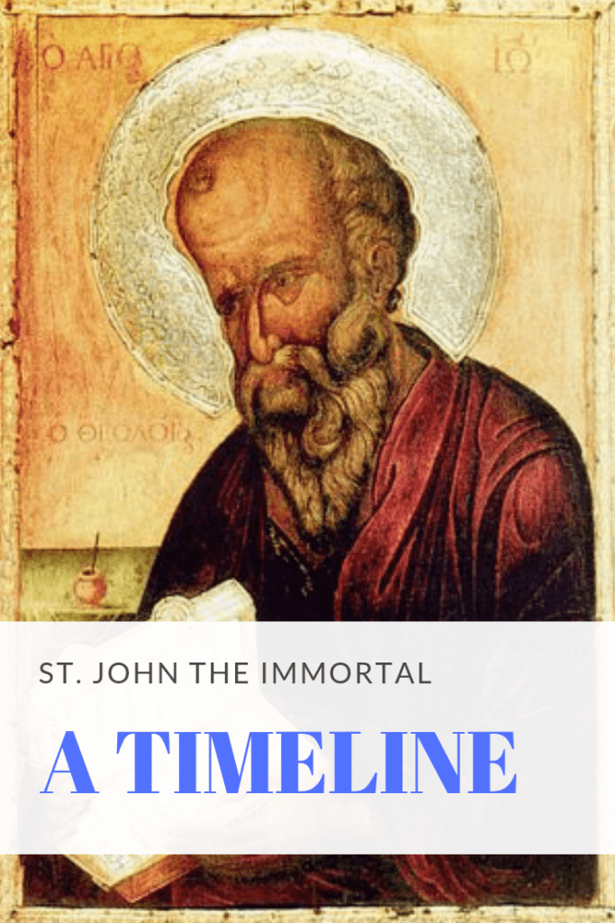 Timeline of St John's Life